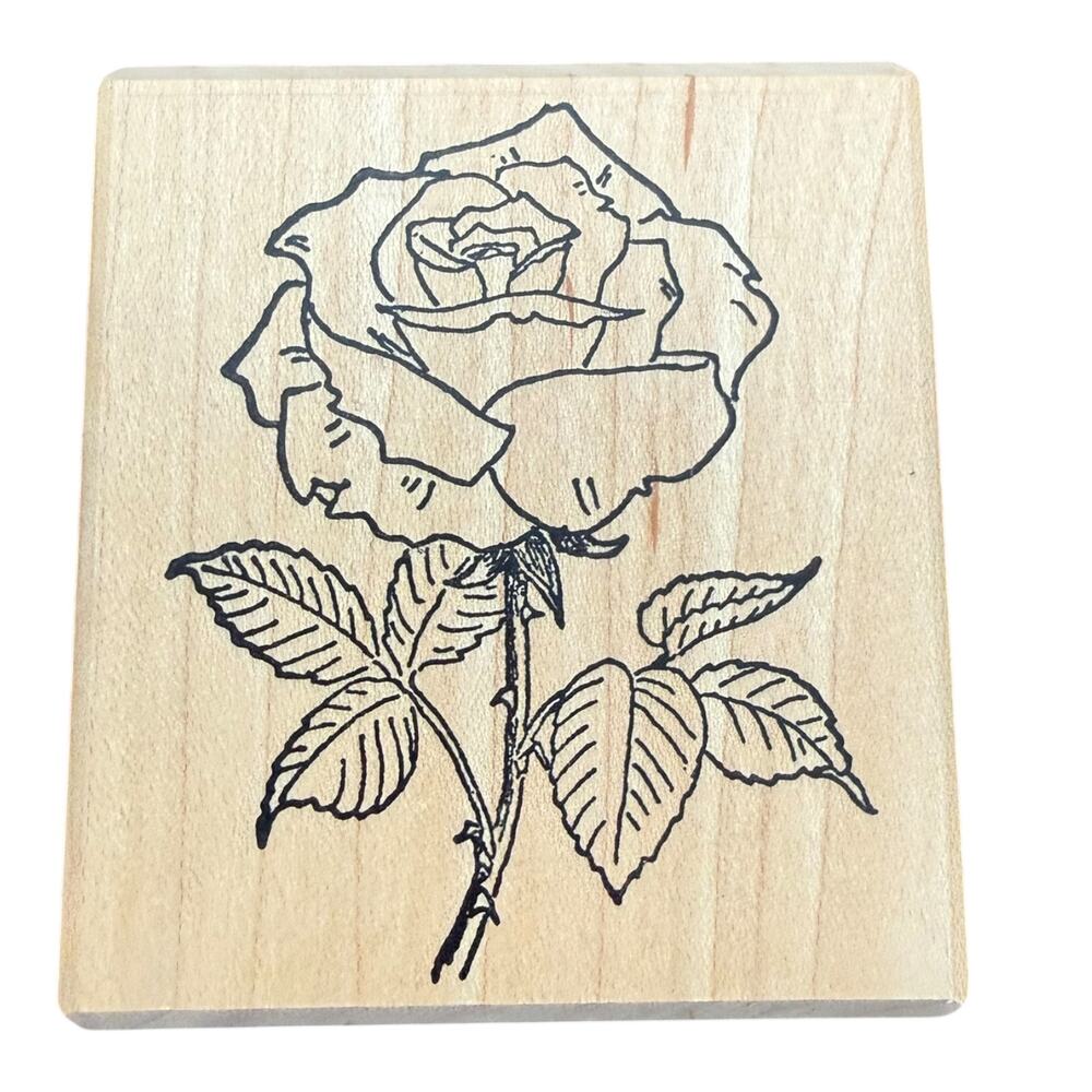 Heartfelt Creations Single Rose Flower Rubber Stamp
